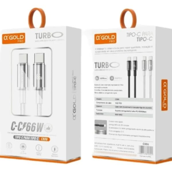 Cabo A'Gold turbo 66W tipoC para tipoC CB86