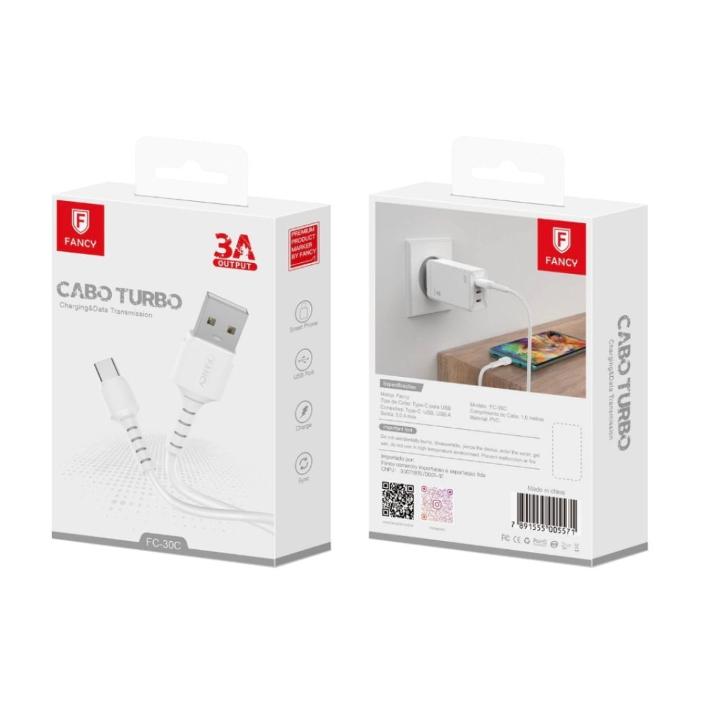 Cabo Turbo 3A USB Para Tipo C Fancy FC-30C
