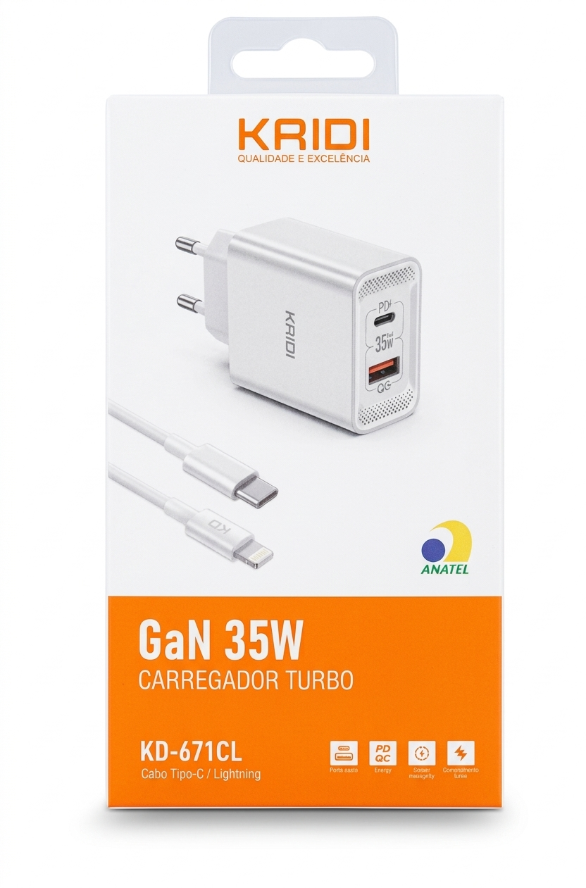 Carregador Kaidi turbo 35W KD-671CL
