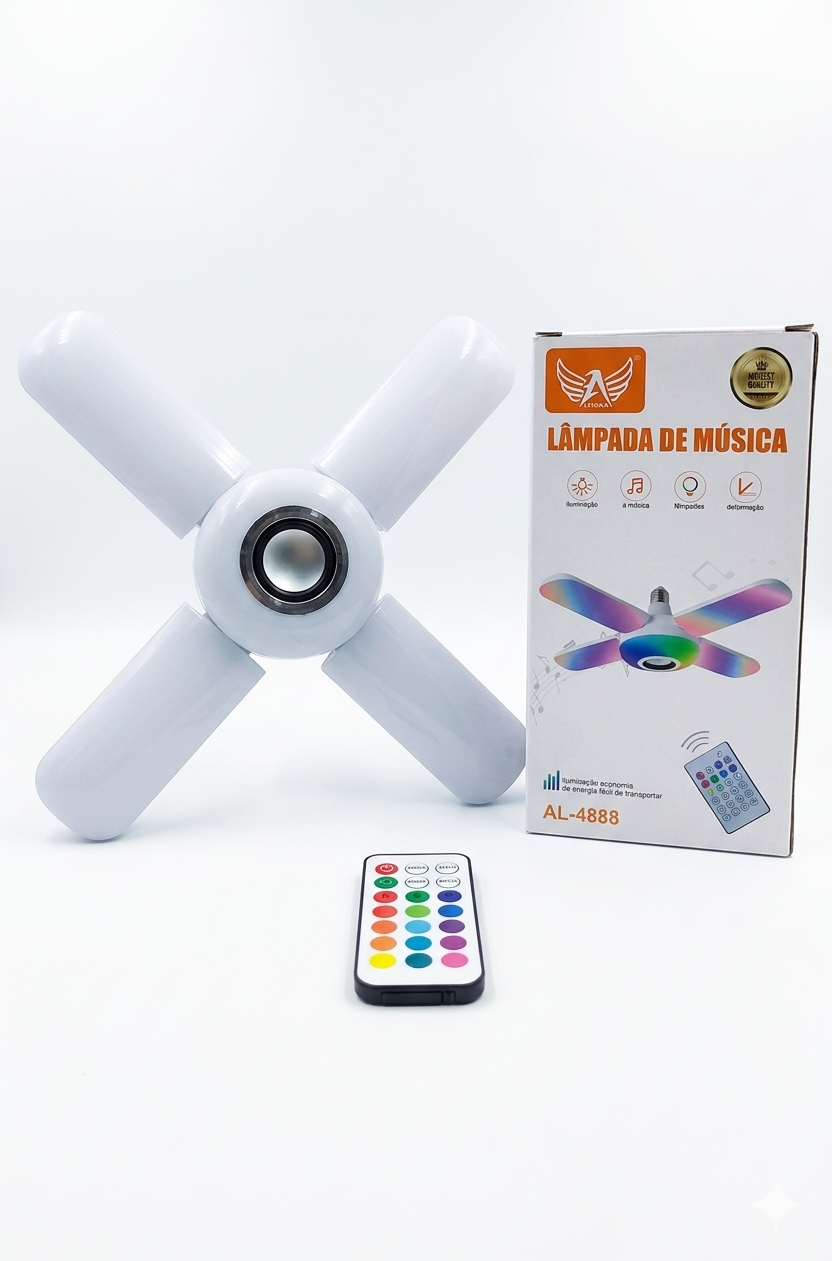 Lâmpada de Led e caixa de som AL-4888