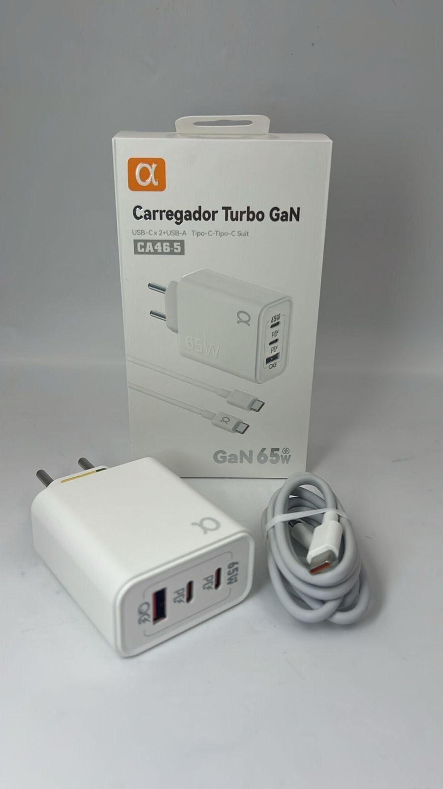Carregador A'Gold CA46-5 65W TipoC/TipoC