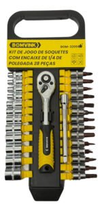 Kit 28 Peças Jogo De Soquetes 4-14mm Catraca 1/4 Bits S2 Crv Cor 3209 - Imagem 6