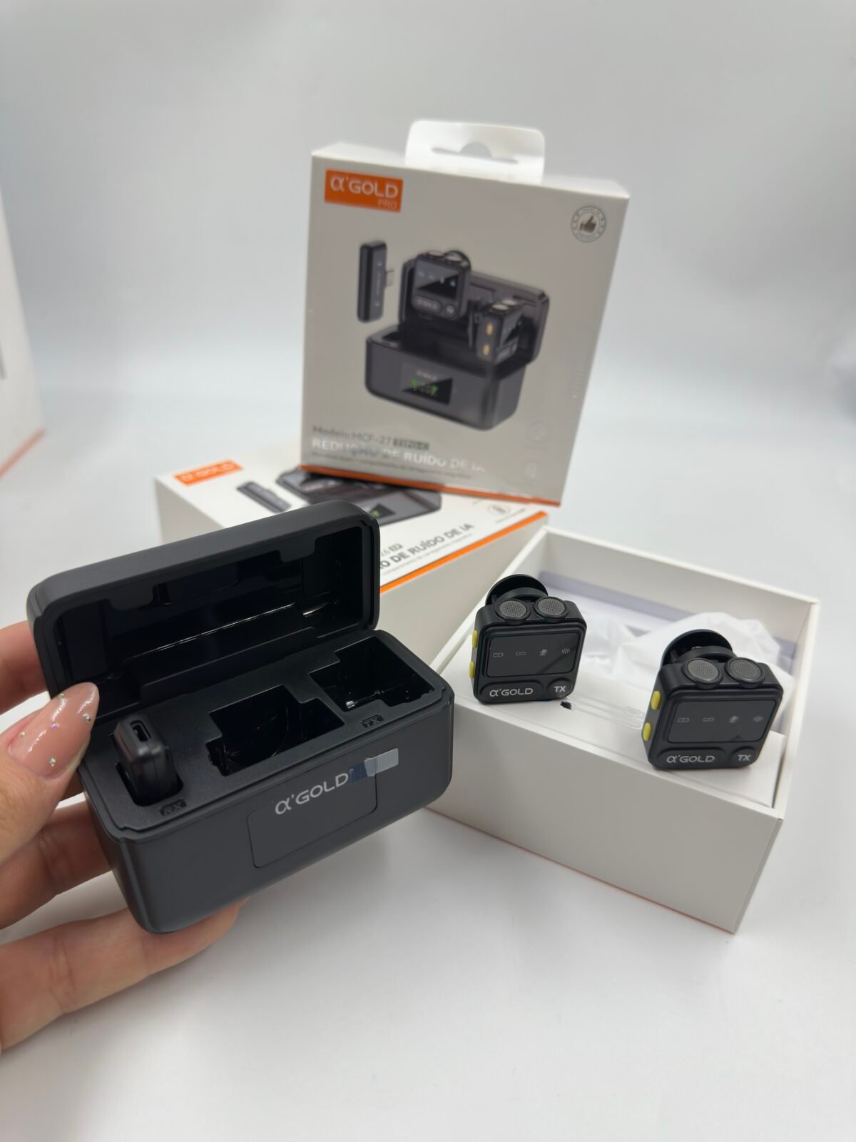 Microfone Lapela Sem Fio A'Gold 2 Em 1 Anti Ruído Para Celular e Computador MCF-27 - Imagem 2