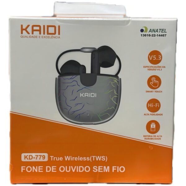 Fone De Ouvido Sem Fio Bluetooth Tws Rpg Colorido Kaidi 779 Cor Preto Luz Vermelho