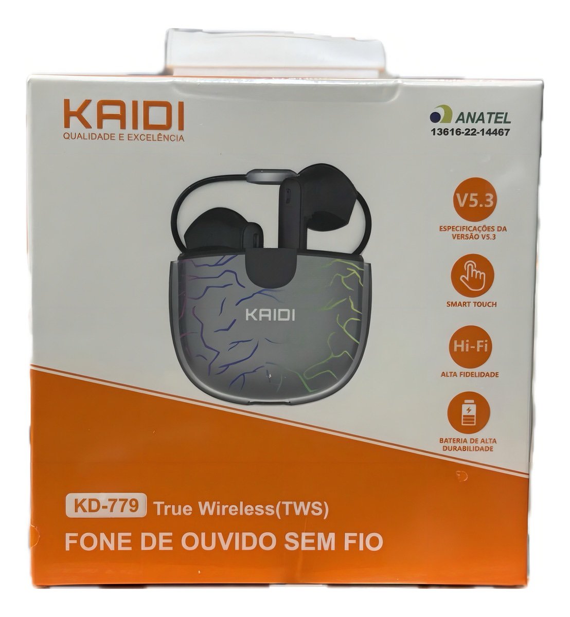 Fone De Ouvido Sem Fio Bluetooth Tws Rpg Colorido Kaidi 779 Cor Preto Luz Vermelho