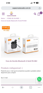 Fone sem fio A’Gold FN-B02