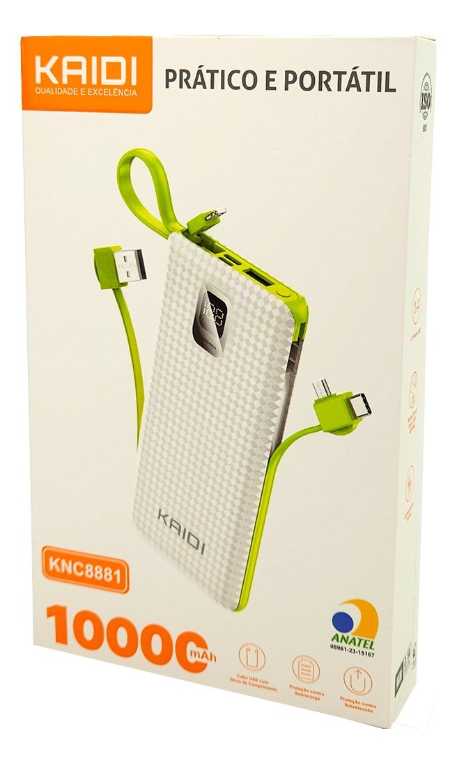 Power Bank kaidi 10000mah Carregador Portátil para Smartphone KNC8881