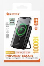 Power Bank Indução 2 Em 1 C/cabos V8,tipo-c,lightning Usb com suporte - Imagem 2