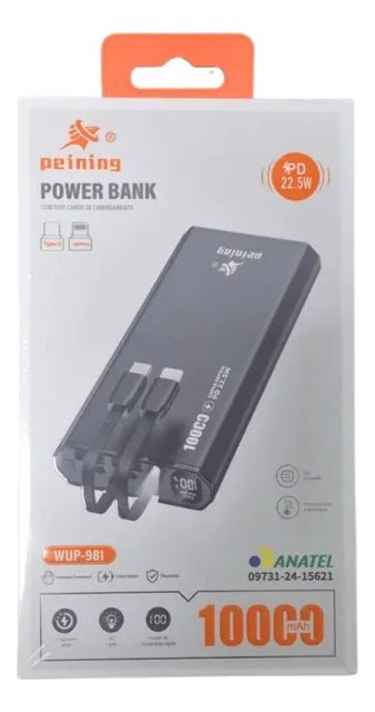 Power Bank Carregador Portátil 10000mah Peining Turbo Preto