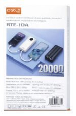 Carregador Portatil A'gold 20000mah Bte-10a Tipo C Lightning - Imagem 2