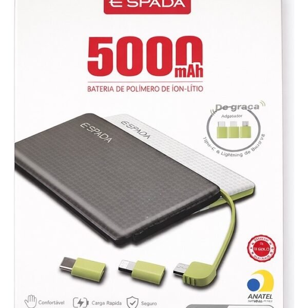 Carregador Portátil Pn-952e Espada Power Bank 5000mah Rápido